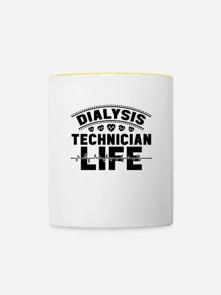 Nephrologie Dialyse Dialysetechniker Geschenkidee - Tasse zweifarbig - Weiß/Gelb