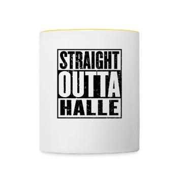 Halle Outta droite - Mug contrasté - blanc/jaune - Devant