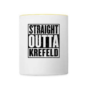 Direkt Outta Krefeld - Tasse zweifarbig - Weiß/Gelb - Vorne