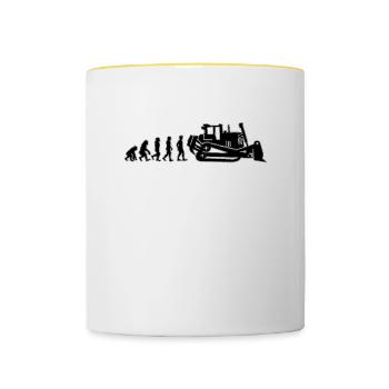 Excavatrice Bulldozer Construction Idée Cadeau - Mug contrasté - blanc/jaune - Devant