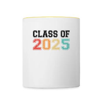 Klasse von 2025 Retro Vintage - Tasse zweifarbig - Weiß/Gelb - Vorne