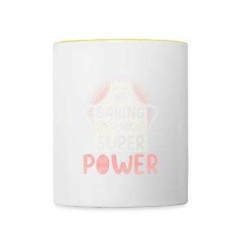 Baking is my superpower for bakers or baking - Contrasting Mug - white/yellow - Front