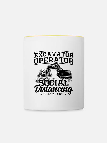 Baggern Bauarbeiter Baggerfahrer Geschenkidee - Tasse zweifarbig - Weiß/Gelb