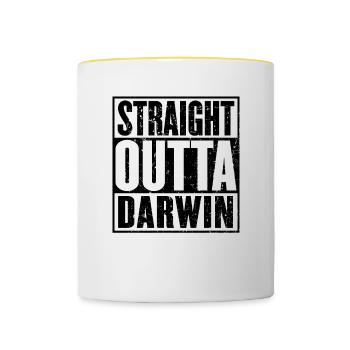 Direkt Outta Darwin - Tasse zweifarbig - Weiß/Gelb - Vorne