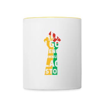 Glaube An Gott, Stärke In Der Gemeinschaft, - Tasse zweifarbig - Weiß/Gelb - Vorne