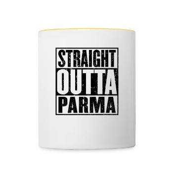 Gerade Outta Parma - Tasse zweifarbig - Weiß/Gelb - Vorne