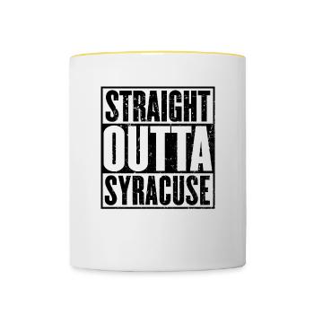 Gerade Outta Syrakus - Tasse zweifarbig - Weiß/Gelb - Vorne