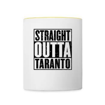 Direkt Outta Taranto - Tasse zweifarbig - Weiß/Gelb - Vorne