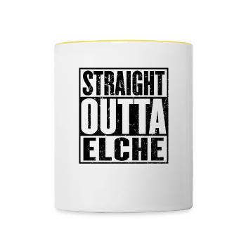Gerade Outta Elche - Tasse zweifarbig - Weiß/Gelb - Vorne