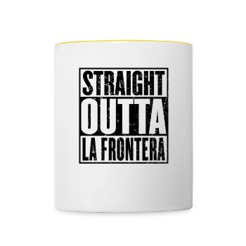 Straight Outta La Frontera - Mug contrasté - blanc/jaune - Devant
