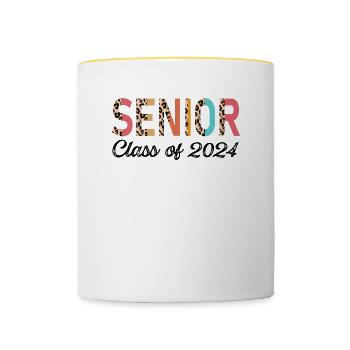 Senior Class Of 2024 Leopard Seniors 23 - Contrasting Mug - white/yellow - Front