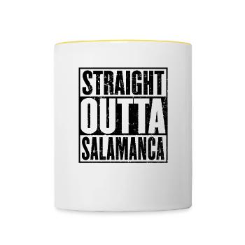 Gerade Outta Salamanca - Tasse zweifarbig - Weiß/Gelb - Vorne