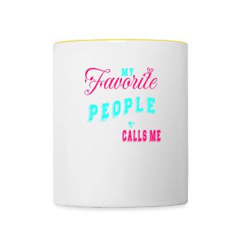 Ma personne préférée m’appelle nounou pour - Mug contrasté - blanc/jaune - Devant
