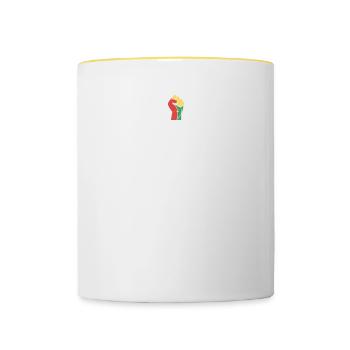 For some, freedom is not given, but - Contrasting Mug - white/yellow - Front