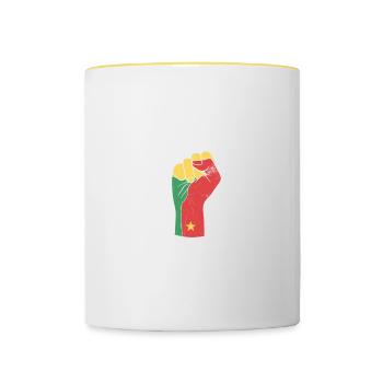 For some, freedom is not given, but - Contrasting Mug - white/yellow - Front
