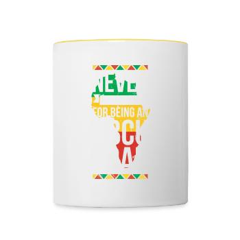 Entschuldigen Sie Sich Niemals Dafür, Ein - Tasse zweifarbig - Weiß/Gelb - Vorne