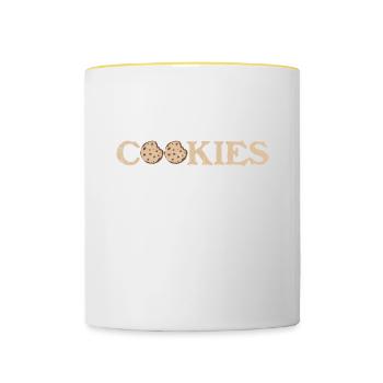 Lass Uns Kekse Und Scheiße Zum Bäcker Oder Backen - Tasse zweifarbig - Weiß/Gelb - Vorne