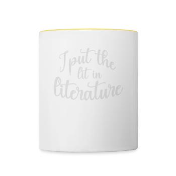 I put the light in literary design for - Contrasting Mug - white/yellow - Front