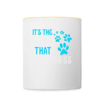 Ce sont les pattes qui nous donnent le design pour les animaux - Mug contrasté - blanc/jaune - Devant