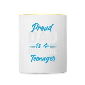 Fier père d’un père adolescent officiel - Mug contrasté - blanc/jaune - Devant