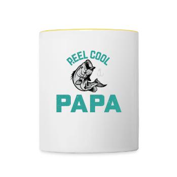Roll Cool Dad Design Pour Un - Mug contrasté - blanc/jaune - Devant