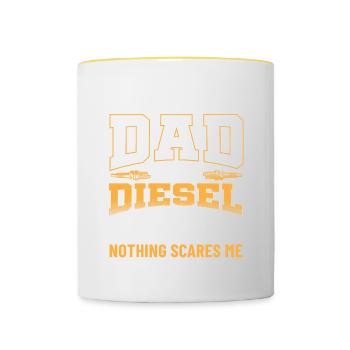 Ich Bin Papa Und Ein Dieselmechaniker, Nichts - Tasse zweifarbig - Weiß/Gelb - Vorne