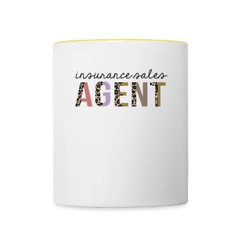 Agent de vente d’assurance Leopard Print Funny - Mug contrasté - blanc/jaune - Devant