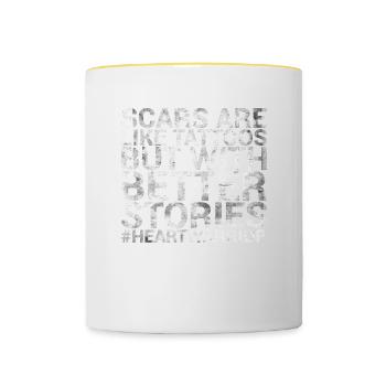 Narben Sind Wie Tattoos, Aber Mit Besseren - Tasse zweifarbig - Weiß/Gelb - Vorne