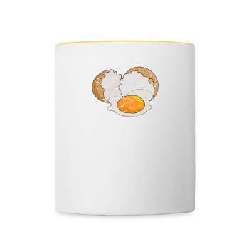 Ich liebe Hühner, die Kacken Frühstück. Huhn - Tasse zweifarbig - Weiß/Gelb - Vorne