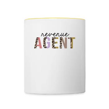 Agent de revenu Leopard Print Drôle - Mug contrasté - blanc/jaune - Devant