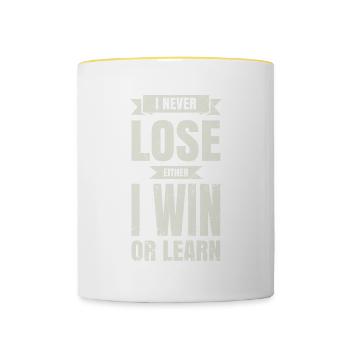 Ich Verliere Weder Ich Gewinne Oder Lerne - Tasse zweifarbig - Weiß/Gelb - Vorne