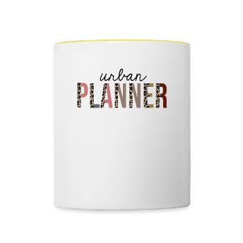 Stadtplaner Leopardenprint lustig - Tasse zweifarbig - Weiß/Gelb - Vorne
