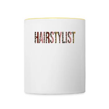 Friseur - Tasse zweifarbig - Weiß/Gelb - Vorne