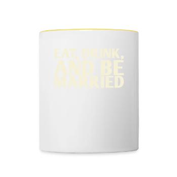 Eat, drink and be married, - Contrasting Mug - white/yellow - Front