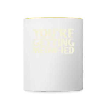 Vous obtenez Meow-ied-design pour la mariée et le - Mug contrasté - blanc/jaune - Devant