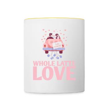 Latte-Liebes-ehe-design entier pour mariés - Mug contrasté - blanc/jaune - Devant