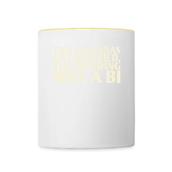 Two antennas have the wedding for the bride - Contrasting Mug - white/yellow - Front