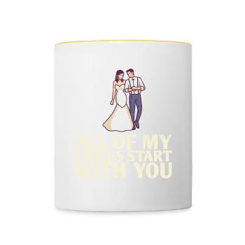 All My Smiles Start With You Design For The Bride - Contrasting Mug - white/yellow - Front