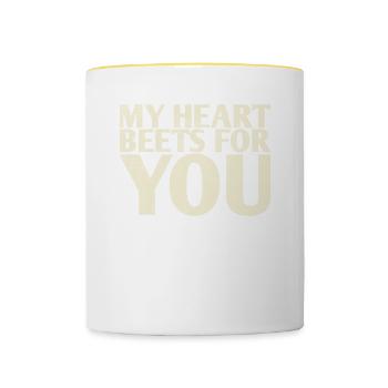 Mes betteraves de cœur pour vous Conception de mariage pour la mariée - Mug contrasté - blanc/jaune - Devant