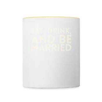 Eat, drink and be married, - Contrasting Mug - white/yellow - Front