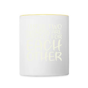 Ces deux bizarres sont parfaits pour tout le monde pour le - Mug contrasté - blanc/jaune - Devant