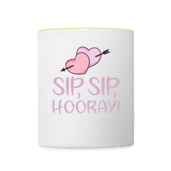 Sip Sip Hurra Marriage Draft pour le marié - Mug contrasté - blanc/jaune - Devant