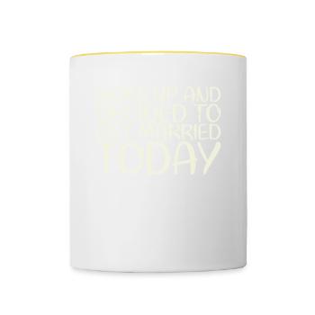 Woke up and decided to work for the bride of the - Contrasting Mug - white/yellow - Front