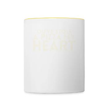 Sie Haben Eine Pizza Gestohlen, Mein Herz-design - Tasse zweifarbig - Weiß/Gelb - Vorne