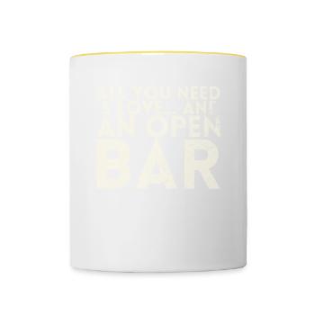 All you need is love and a design - Contrasting Mug - white/yellow - Front