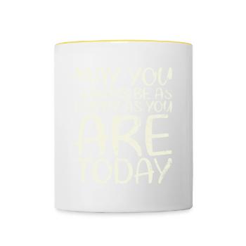 Puissent-ils toujours être aussi heureux que pour le - Mug contrasté - blanc/jaune - Devant