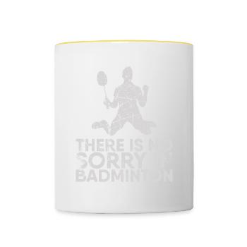 Beim Badminton Gibt Es Kein Mitleid Mit Badminton - Tasse zweifarbig - Weiß/Gelb - Vorne