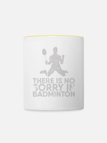 In badminton is er geen medelijden met badminton - Mok tweekleurig - wit/geel
