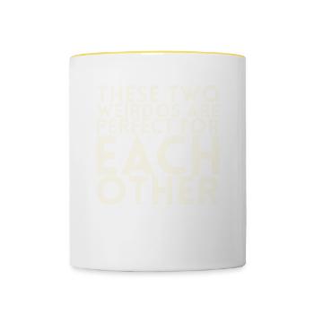 These two weirdos are perfect for the bride - Contrasting Mug - white/yellow - Front