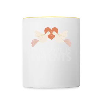 Our Love Is In-tents Hochzeitsdesign Für Die Braut - Tasse zweifarbig - Weiß/Gelb - Vorne